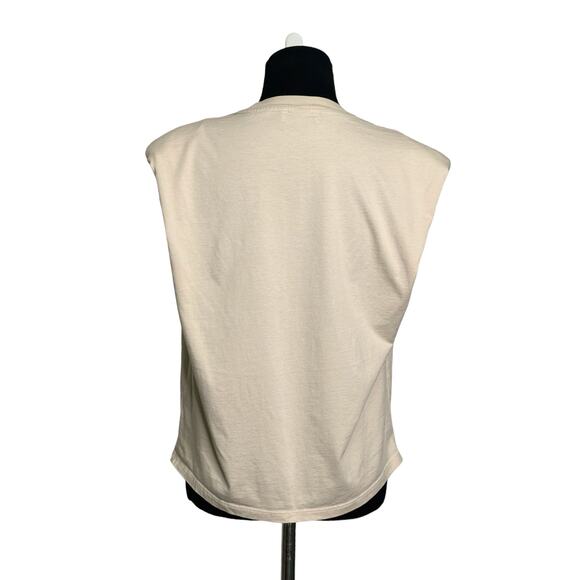 Aritzia Babaton Beige Padded Shoulder Sleeveless Top size XS - Picture 2 of 13